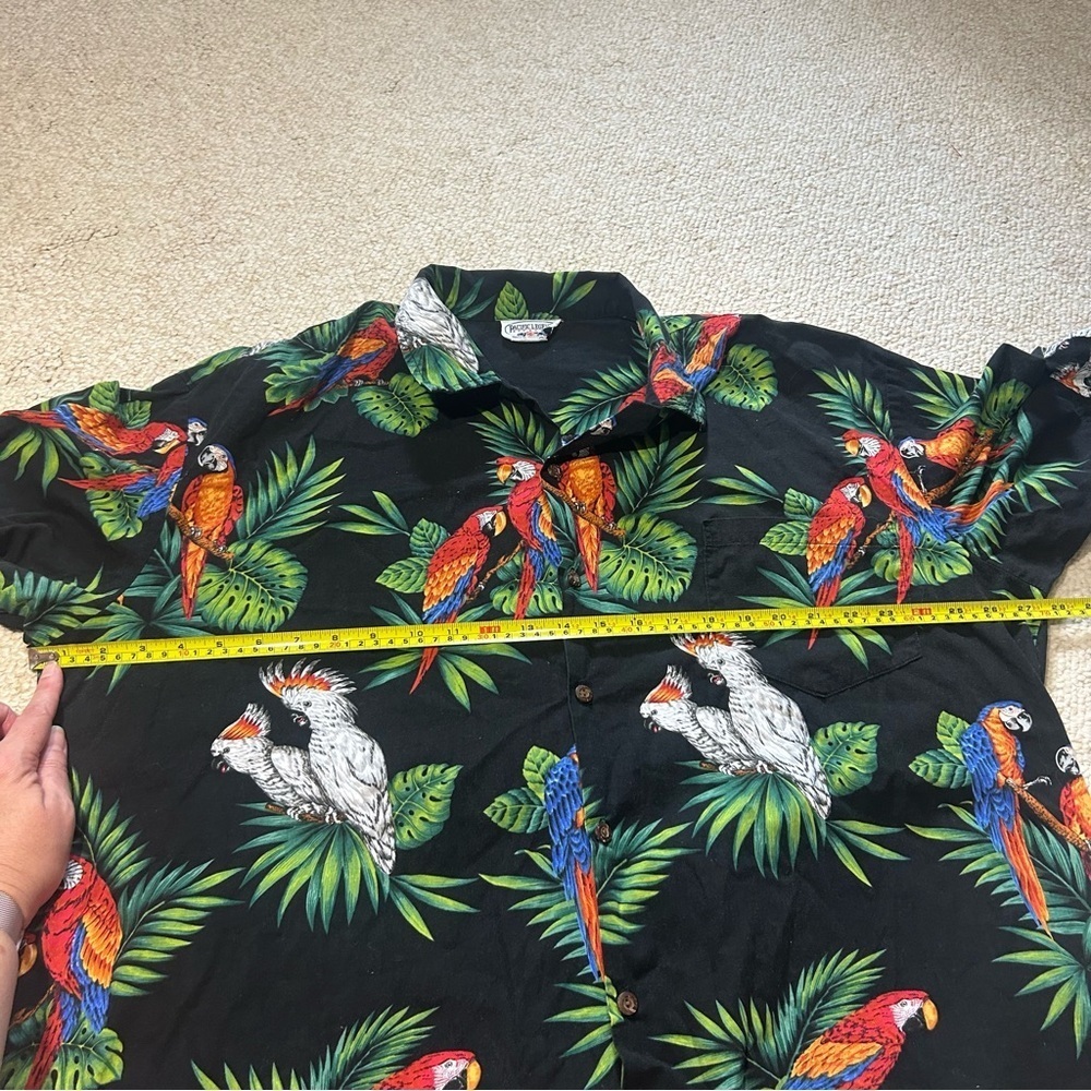 Pacific Legend Hawaiian 2XL Black Colorful Bird Parrots Tropical Luau Cotton - Picture 4 of 9